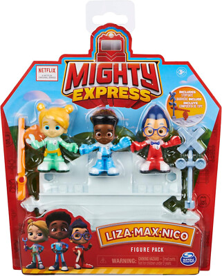 Mighty Express Kinderfiguren 3er Set - mit Gleisstück und Schranke, zur Ergänzun