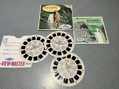 1960's VIEWMASTER 3 Reels SET W/ BOOKLET VIEW-MASTER SAWYERS  OAHU ISLAND HAWAII