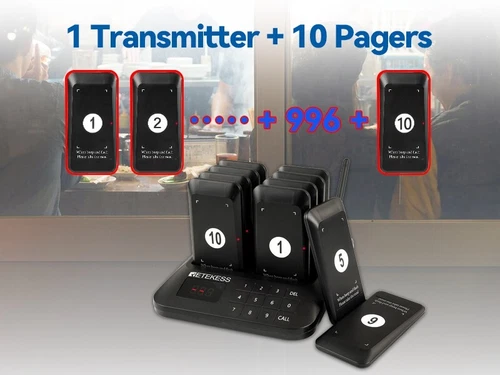 Retekess TD157 vibrierendes Pager-System, Summer für Restaurant, 984 Fuß große Reichweite, - Bild 10 von 12