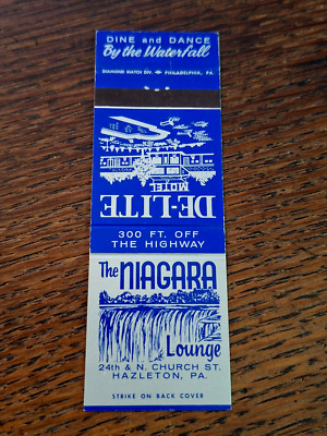 Vintage Matchbook: The Niagara Lounge, De-Lite Motel, Hazleton, PA