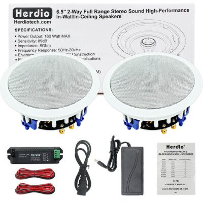 Herdio 6,5'' Bluetooth Deckenlautsprecher 320W Küche Büro mit Einbaulautsprecher