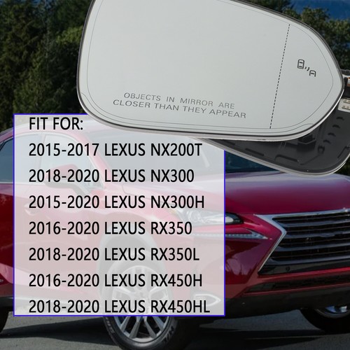 Right Side Heated Mirror Glass w/Blind Spot for Lexus NX NX200t NX300 NX300h - Picture 6 of 7