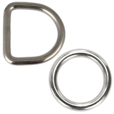 Ringe D-Ring geschweißt poliert O-Ring Metallring Edelstahl A4 Stahlring Öse