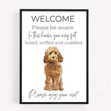 Welcome to our Home tan cockapoo Dog Print Picture gift Home Unframed a4a5