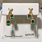 White Sapphire Drop Earrings - $275 18k Gold Over Silver Lab-Created Emerald &