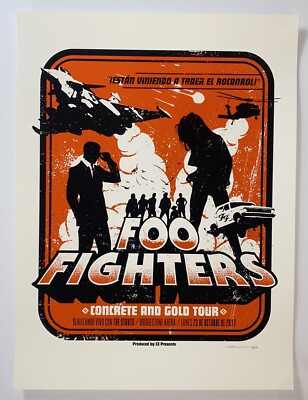 シルクスクリーンポスFOOFIGHTERS フレーム付き Foo Fighters Poster Bridgestone Arena Nashville 2017 Official