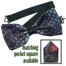 Dragon Scale Bow Tie  Pocket Square Wedding Prom Year Party Formal Christmas
