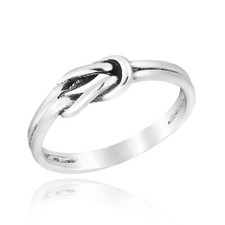 Unique Love Infinity Knot Symbol .925 Sterling Silver Ring - Size 8