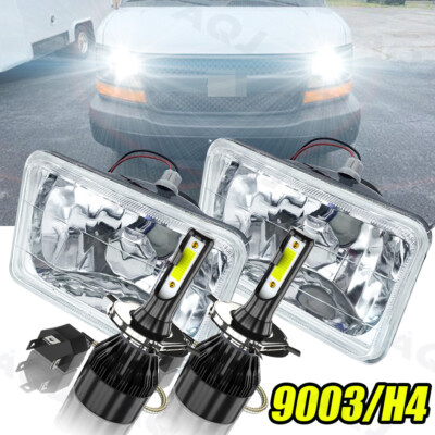 Pair For Chevy Express 1500 2500 3500 GMC H4 5x7 7x6 inch LED Headlight
