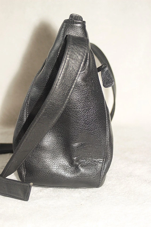 B H SMITH Shoulder Bag Purse Black Pebble Leather Roomy  * VG+ - Image 3 of 4