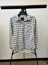 Rails Black White Plaid Stars Long Sleeve Button Down Shirt Women's Size Small