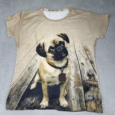 Pug Puppy Dog Shirt XL Womens 2 Sided Polyester Made In USA Yizzam