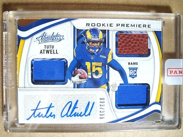 2021 Tutu Atwell Panini Absolute Rookie Autograph Triple Patch RC /399 🔥 SEALED