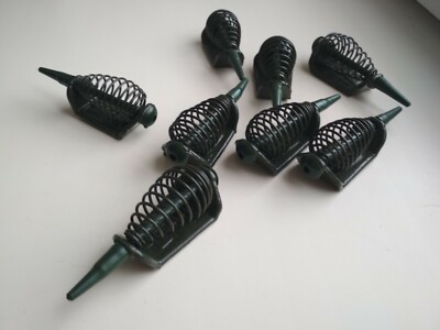 8 pcs 50gr Stainless Steel InLine Wire Cage Bait Feeder Carp Fishing Trap Tackle