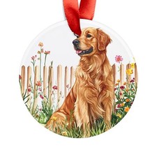 Golden Retriever Acrylic Ornament with Ribbon, Personalized Pet Decor, Dog