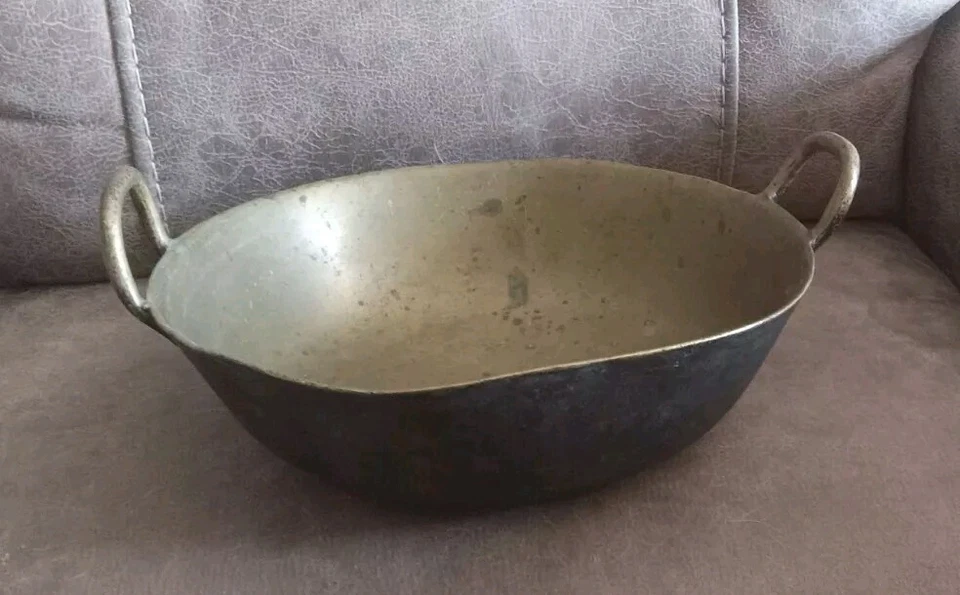 Olla de latón de la era victoriana de la guerra civil marcada CC 11 3/8 de ancho 5 libras ENVÍO GRATUITO A EE. UU. Foto 2 de 4