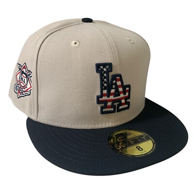 New Era Los Angeles Dodgers Independence Day Beige 59FIFTY Fitted Hat Size 8