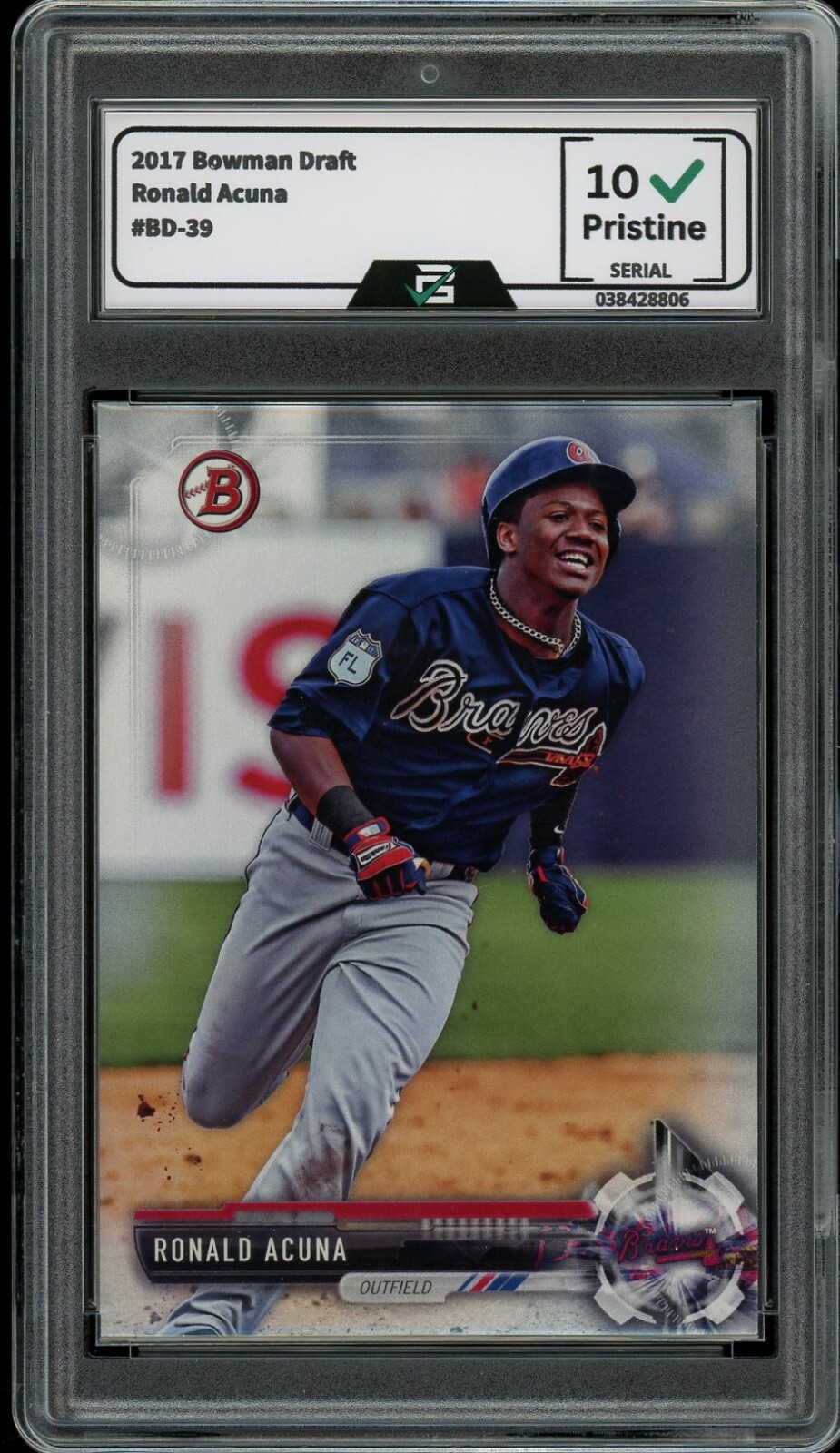 2017 Bowman Draft #BD-39 Ronald Acuna GRADED 10 GEM Mint Rookie Card RC