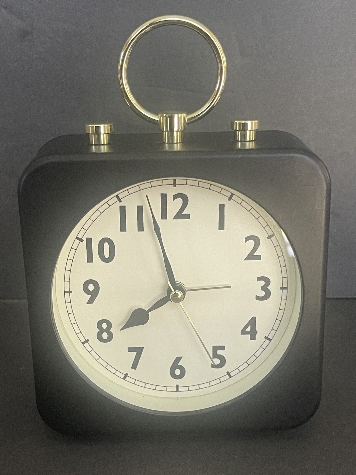 Desk Clock Bedside Square Black Alarm Decorative Clock Retro