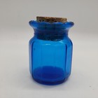Dodecagon Corked Glass Bottle Jar Cobalt Blue Clear Glass 3.25" T — photo 3