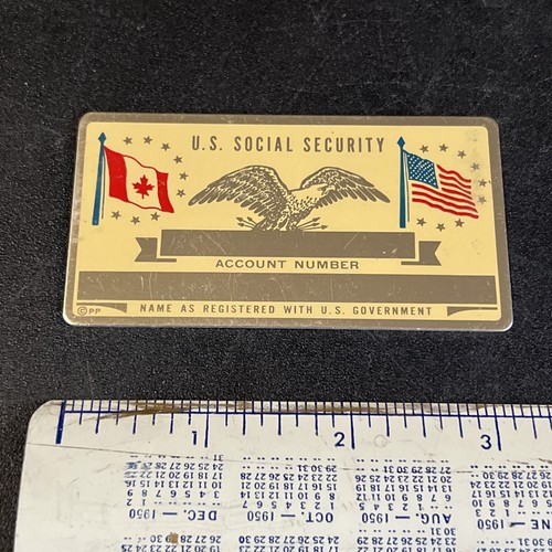 Vintage Brass / Metal Social Security Card Canadian American eBay