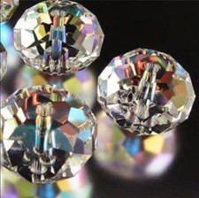 100 Pcs 8x10mm Faceted Clear AB Crystal Rondelle Loose Beads