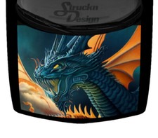 Ferocious Angry Teal Orange Winged Scary Hood Truck Wrap Vinyl Car Graphic Decal