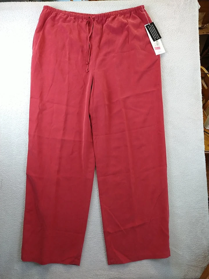 Calça Josephine Chaus Framboesa Perna Larga Boho 100% Seda Confortável Feminina Grande