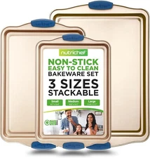 NutriChef 3 Piece Non-Stick Steel Bakeware Set - NCSBSG63       SB23