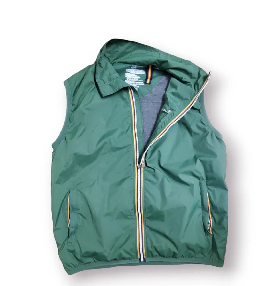 Chaleco K-Way Para Hombres Xtra Grande Verde Nylon Chaqueta Sin Mangas Cremallera Completa Foto 3 de 4