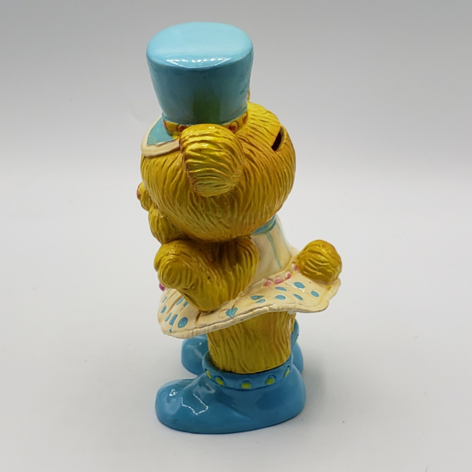 Vintage Bear Coin Bank Hard Plastic 1984 Circus Tutu Yellow Small World Imports