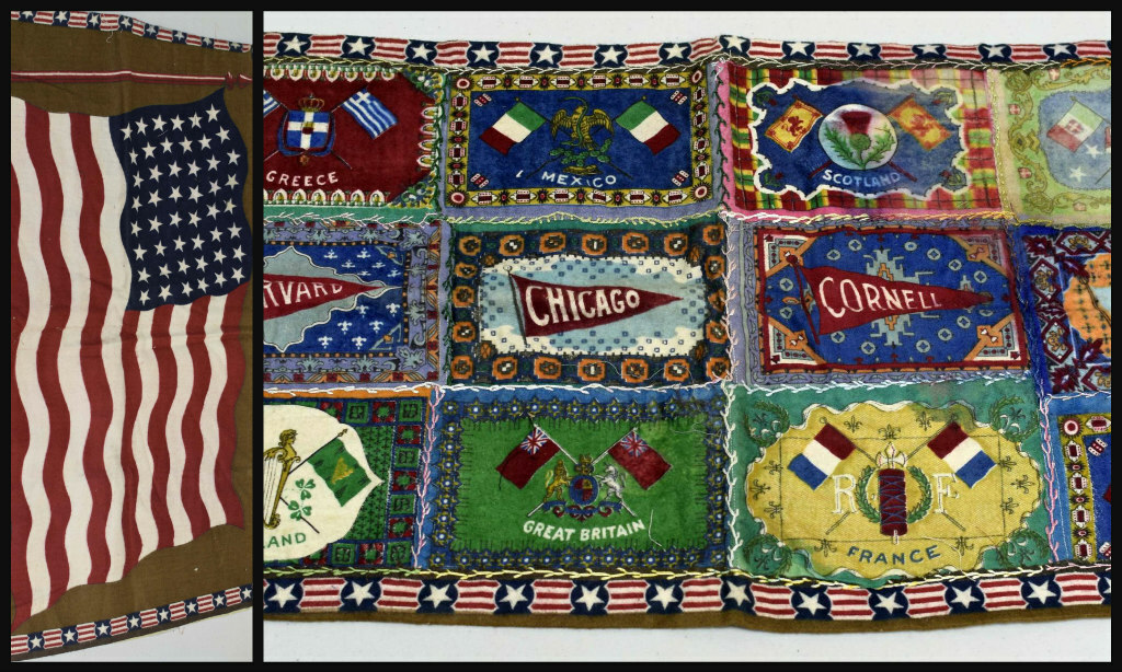 13 ANTIQUE Tobacco Felt Flags & Pennants ~ Patchwork Pillowcase ~ 2 Sided Flag