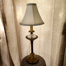 Vintage Mid-Century Alsy Hollywood Regency Brass & Crystal Table Lamp (Vase Only