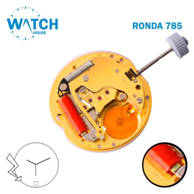 Ronda 785 Swiss Quartz Movement,  Whit Date Disk at 6, 3Hands .