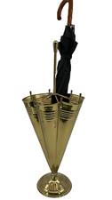 Brass Umbrella Stand Holder Brass Cane Stand Hollywood Regency Hallway Entryway