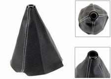 Universal 9" Black PVC Leather Shifter Shift Gear Knob Boot Cover White Stitch