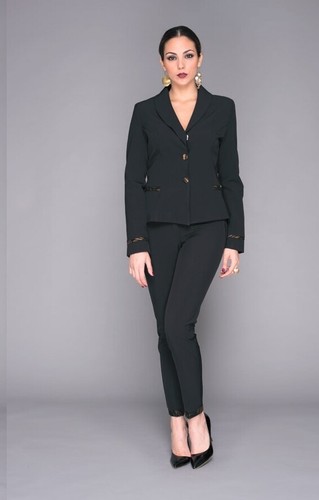 Lisa Kott Giacca donna elegante Nero blazer avvitata monopetto cerimonia  laurea | eBay