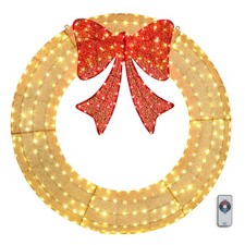 60 in Large Pre-Lit Outdoor Christmas Wreath with LED Lights, Bows Decoration
