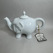 London Pottery White Ceramic Elephant Teapot With Lid