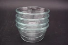 Set Of 4 Pyrex 463 Scalloped Edge-3 Ring Custard Cups Vintage Clear Glass 6 OZ.