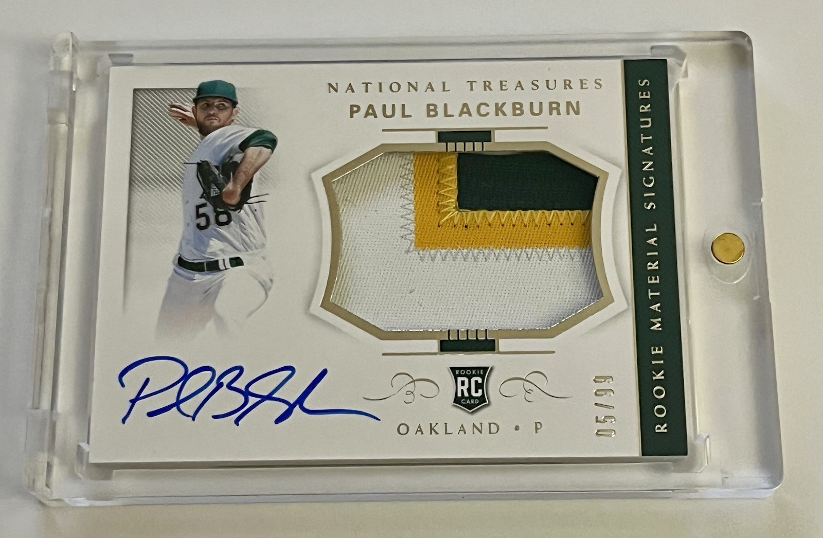 Paul Blackburn National Treasures Rookie Patch Auto #d /99 view 5