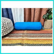 Blue Bolster Pillow Cover 16x6 Inch 100 Cotton, Soft Breathable Neck Rol...