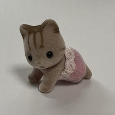 Vintage Epoch Sylvanian Families Calico Critters Striped Cat Baby Crawl