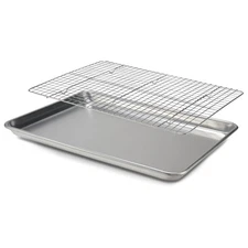Quarter Sheet Pan with Wire Rack for Cooking - 1/4 Sheet Pan, 13" x 9.5" Alum...