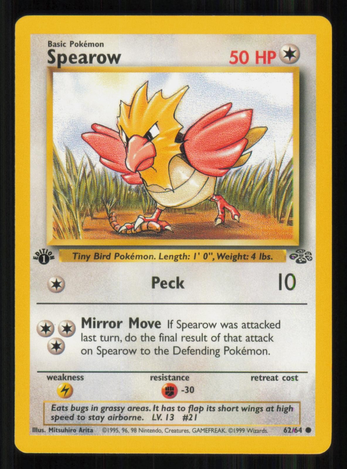 SPEAROW 62/64 COMMON JUNGLE 1ST EDITION NM/M POKEMON