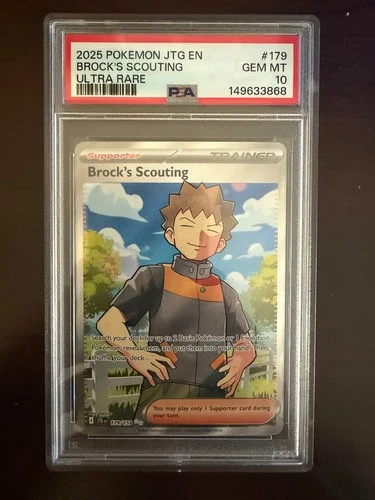 2025 POKEMON JTG EN-JOURNEY TOGETHER ULTRA RARE #179 BROCK'S SCOUTING PSA 10