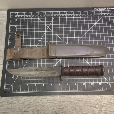WWII USN MK2 Camillus Fighting Knife USMC Ka-Bar w/ 1944 BM Co
