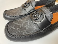 GUCCI Mens Black Supreme Interlocking GG Driving Loafers 730148 US 10.5 $650
