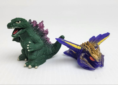Godzilla VS Megaguirus - 1.5'' Finger Puppet SD Mini Figure Set Bandai 2000