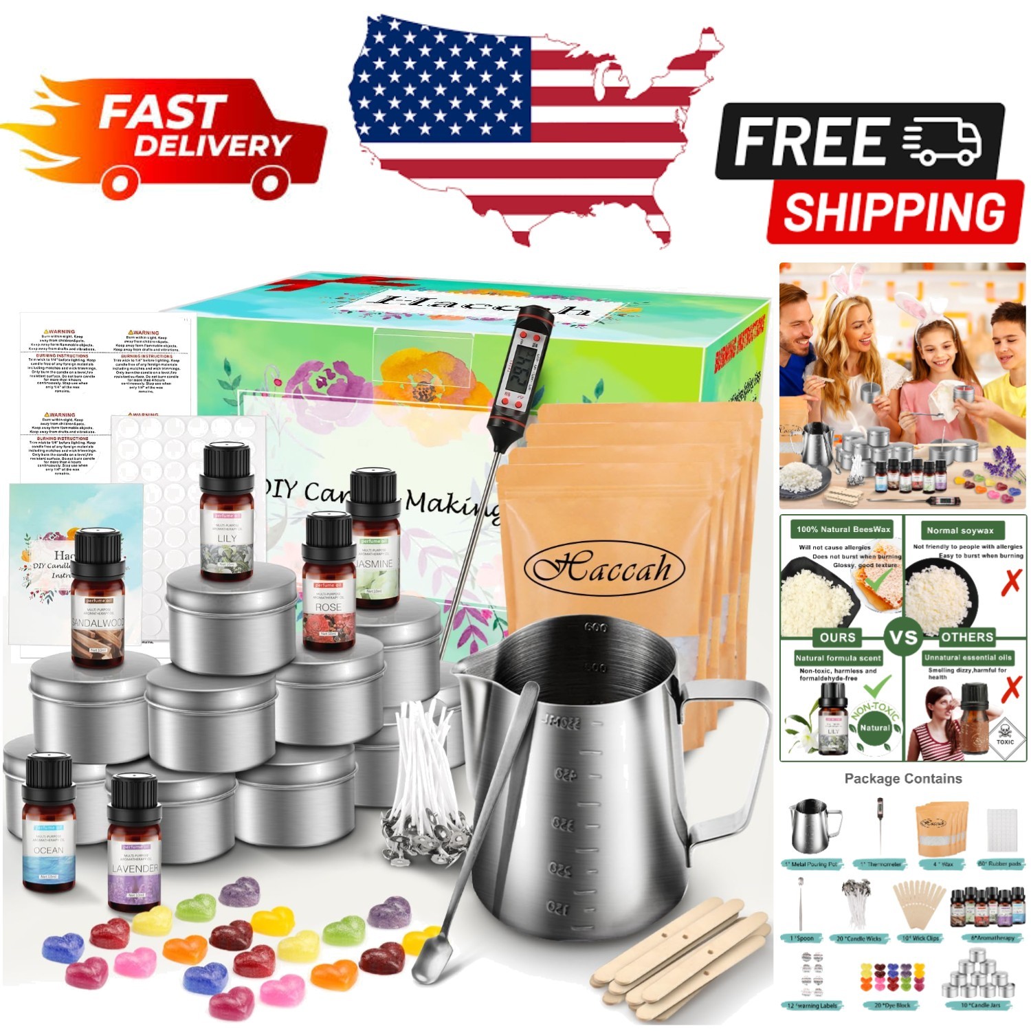 DIY Candle Making Kit with Beeswax & 6 Scents – Fun for All Ages-image